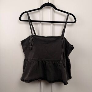 Wild Fable Black Gray Wash Denim Peplum Cami Top Women‎ Medium NWT 25WFTP045